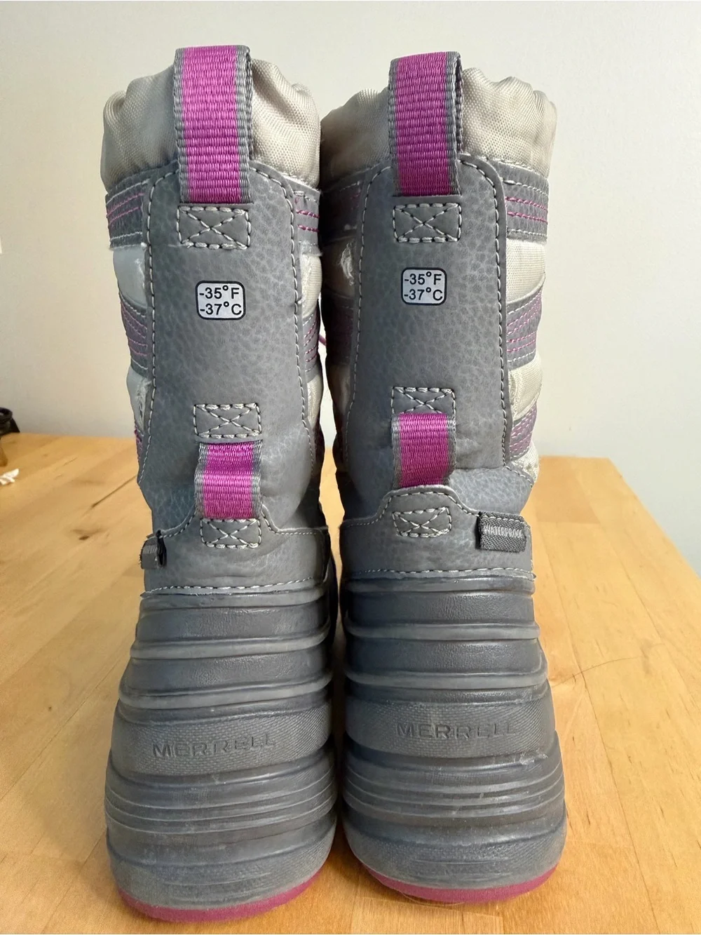 Merrell Kids Gray and Pink Insulated Snow Boots